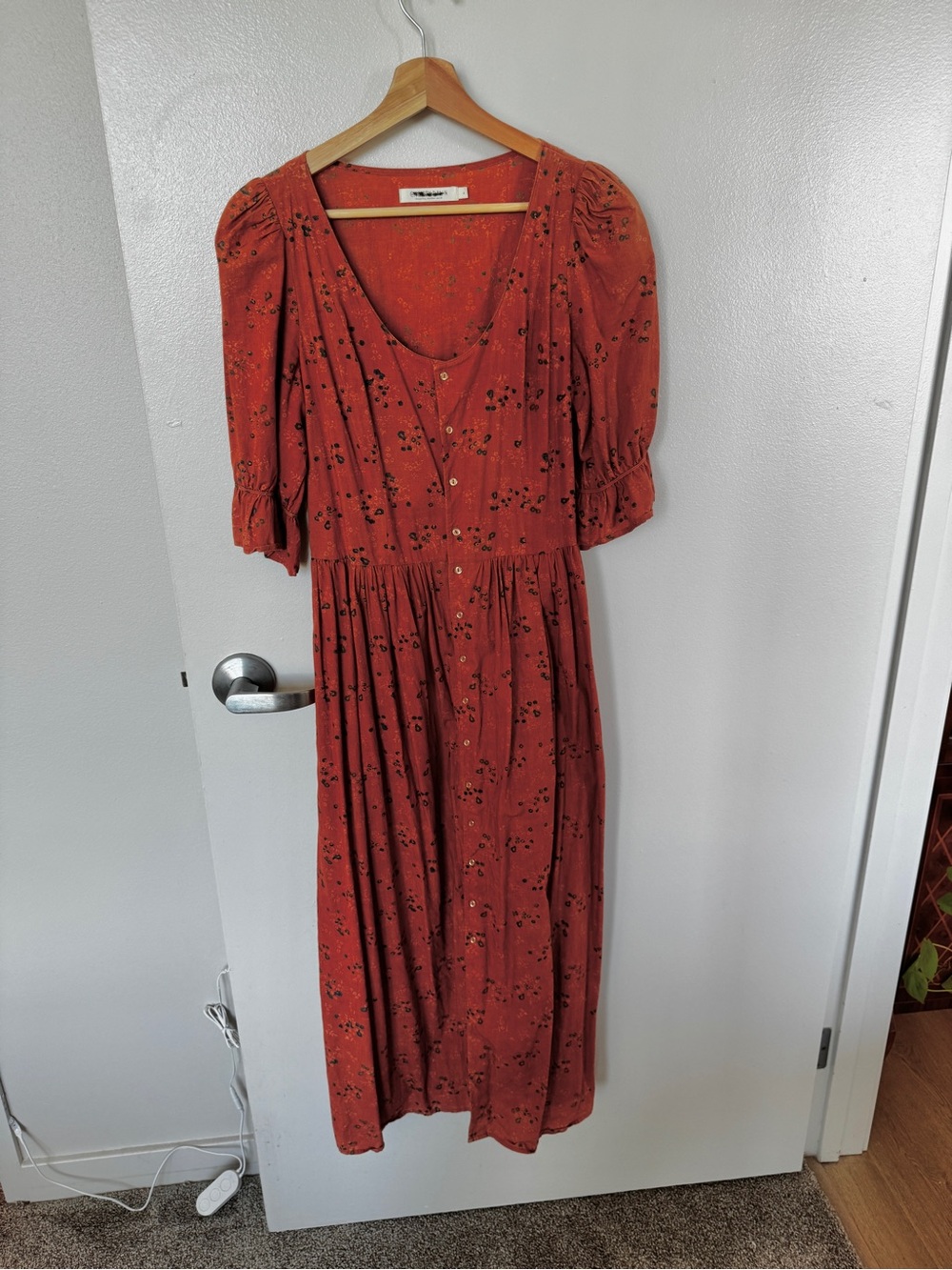 Christy Dawn Lennox Dress Rust/Orange Patterned midi dress